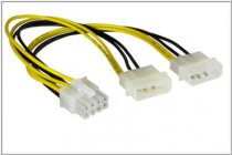 Adapter- Strømkabel 2x 5,25″ til 8 pin EPS ″Intern″ 0,20m