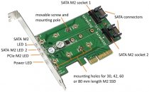 Iwill M2 NVMe SSD + 2 x M2 MSATA SSD PCI-E 4X 1