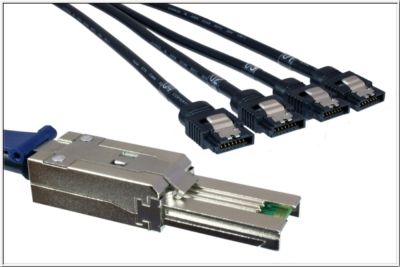 SAS Kabel SFF-8088 til 4xSATA Xover 0,75cm