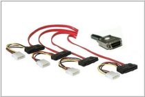 SAS Kabel SFF-8470 til 4 x SATA+PWR 0,75m