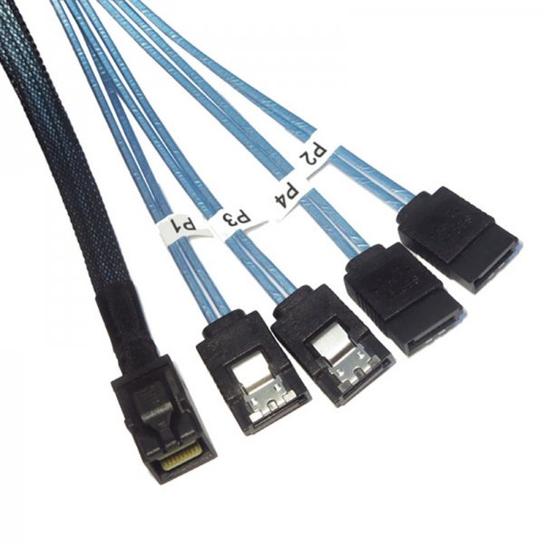 SAS Kabel SFF-8643 til 4 x SATA+PWR 0,5m