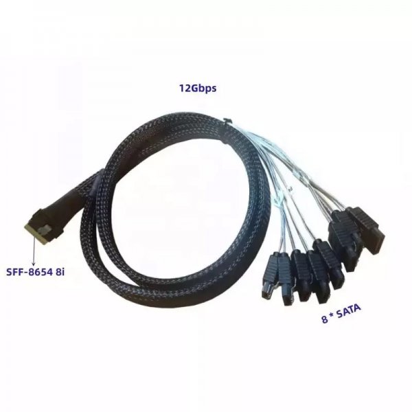 SAS Kabel SFF-8654 til 8 x SATA 1m