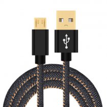 USB til USB Micro - 1.8m tøy - Sort